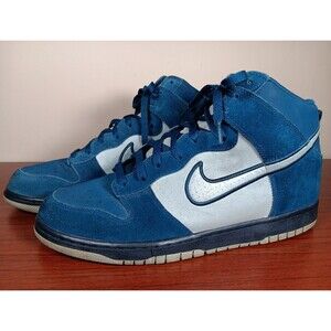 Nike Dunk High Sneakers Men Size 13 Brave Blue Reflective Silver Suede Lace Up